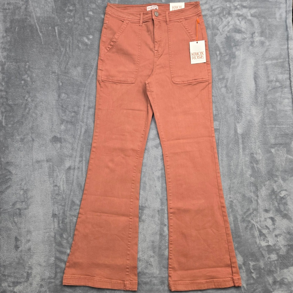 Knox Rose Anywhere Flare Pants Rust Terracotta High Rise Womens Size 8 30x30 NEW